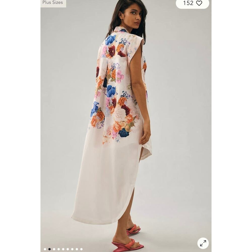 NWT❤️Anthro Maeve Floral High-Low Shirt Dress szM - Picture 3 of 11